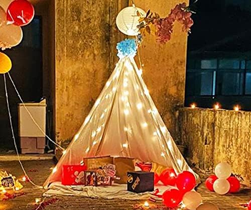 SOHAM SHREE ᵀᴹ Party |Romantic Dinner | Birthday | Anniversary | Valentia Special Cabana Theme Tent Decoration Item Full Combo | Baloons - Lightings - T Lights - Banner - Tent - Image 1