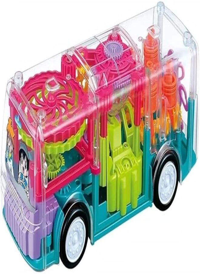 Smartcraft Smartcraft Concept Transparent Bus Toy for Kids, Electric Mechanical Gear Race Bus with Colorful Light and Charming Music Toy Bus with Colorful Moving Gears, Music and LED Effects Toy for Kids. 