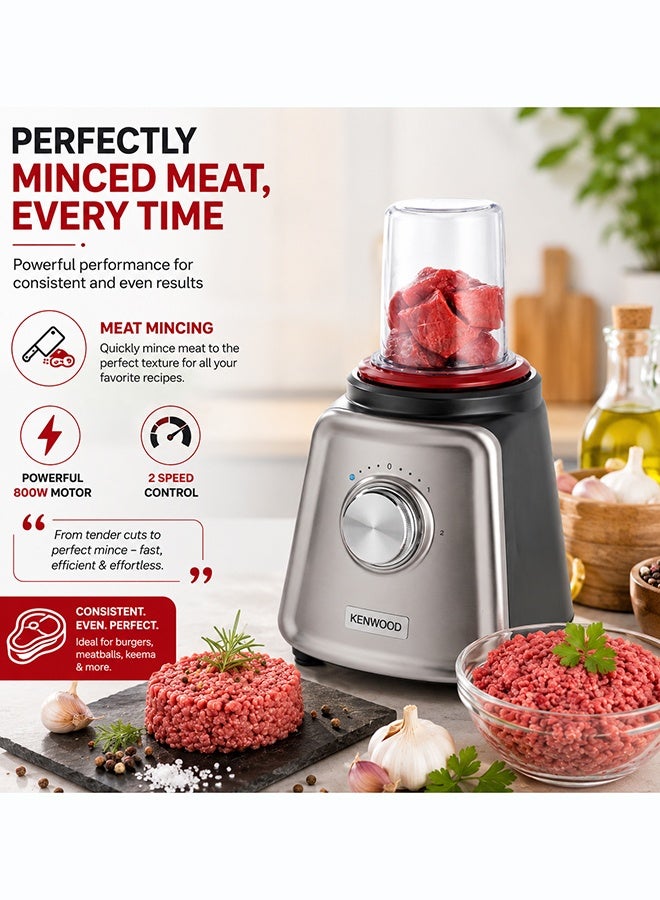 كينوود خلاط، مفرمة لحم، مطحنة 2 L 800 W BLP44.270SS فضي - Image 4