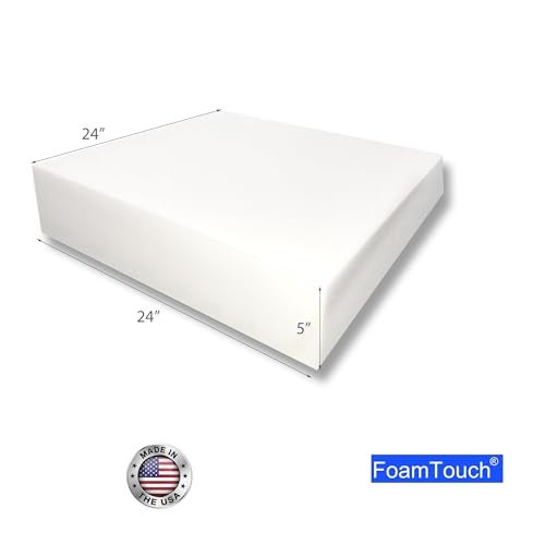 FoamTouch Upholstery Foam Cushion High Density, 5" H X 24" W X 24" L, White - Image 2