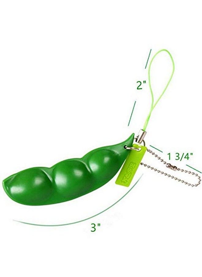 iMagitek 3 Pcs Fidget Toy Set Squeezeabean Soybean Stress Relieving Playful Charms Extrusion Edamame Pea Keychain For Mobile Phones And Keys Green  - Image 4
