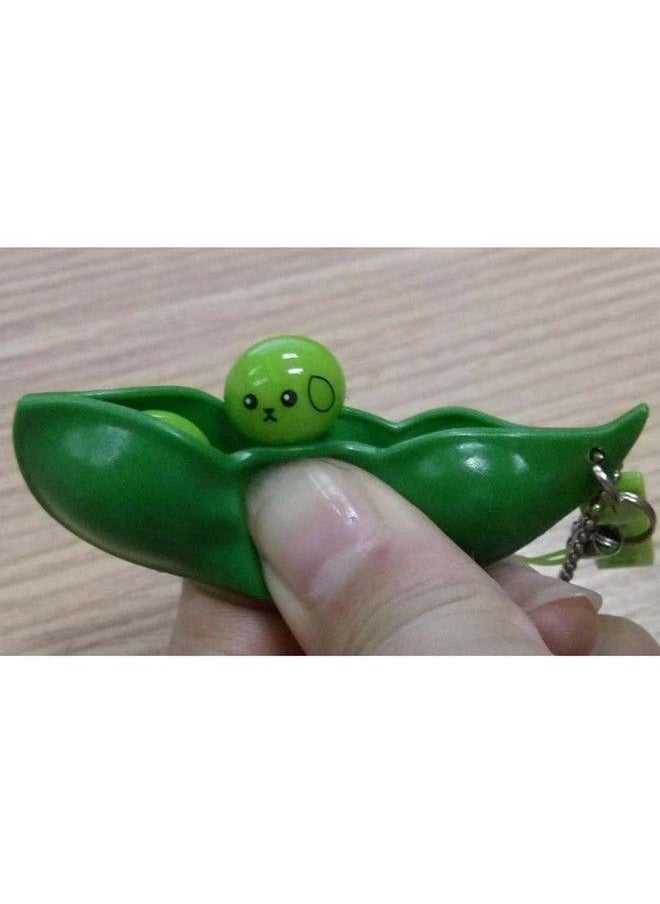 iMagitek 3 Pcs Fidget Toy Set Squeezeabean Soybean Stress Relieving Playful Charms Extrusion Edamame Pea Keychain For Mobile Phones And Keys Green  - Image 3