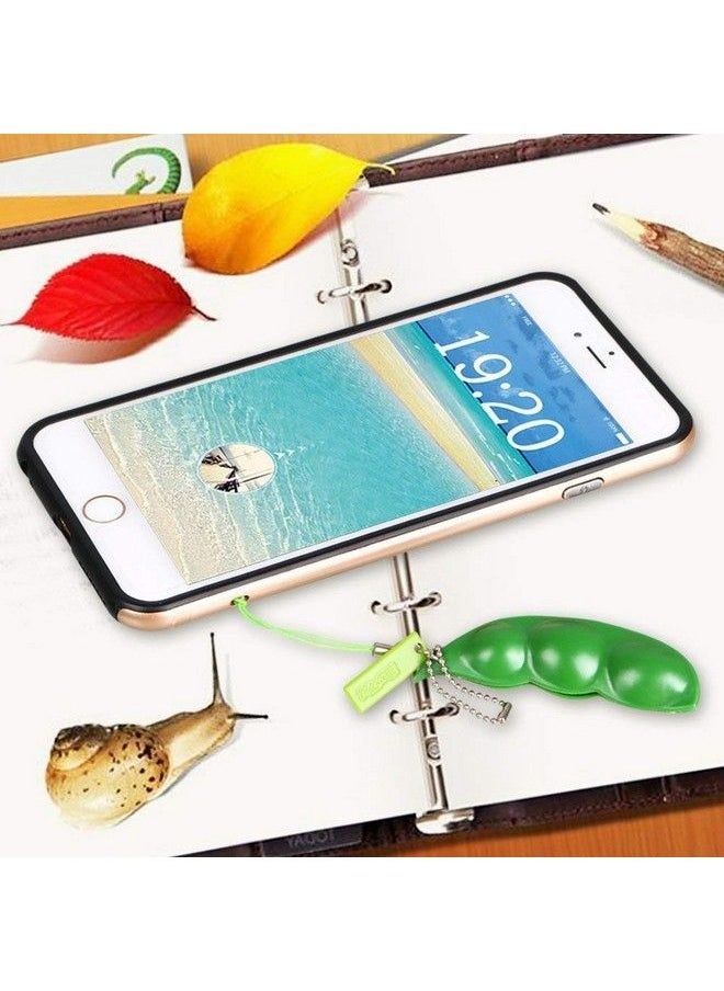 iMagitek 3 Pcs Fidget Toy Set Squeezeabean Soybean Stress Relieving Playful Charms Extrusion Edamame Pea Keychain For Mobile Phones And Keys Green  - Image 5
