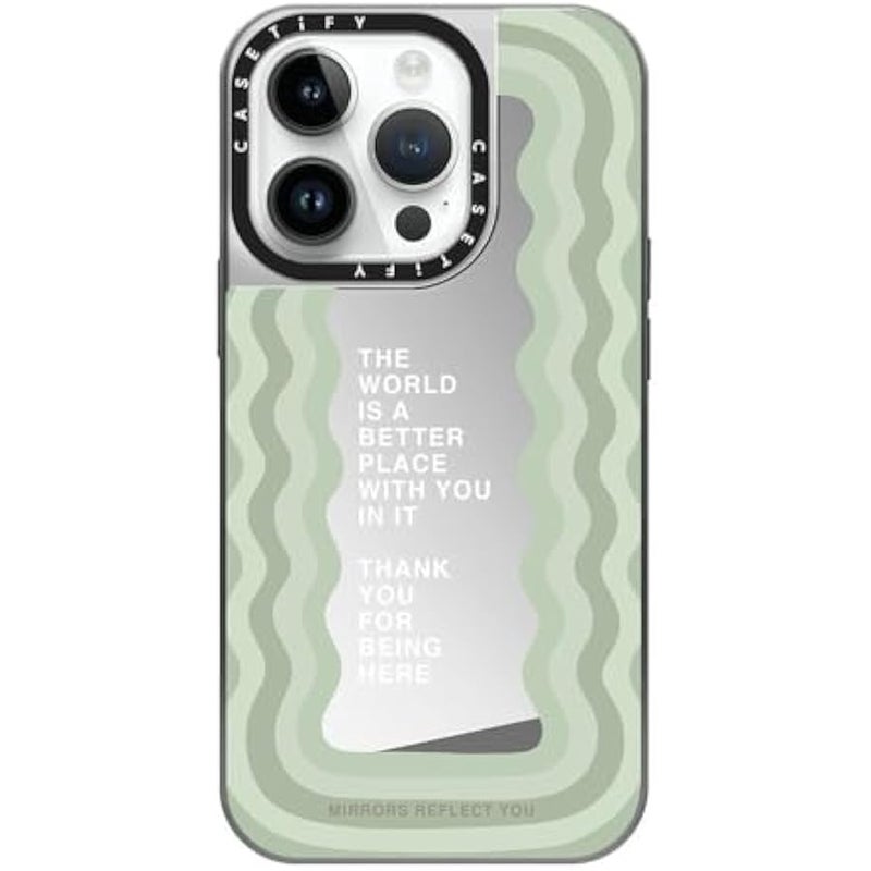 Casetify Mirror Case for iPhone 14 Pro Compatible with Magsafe - Better with You - Silver on Silver - Image 1