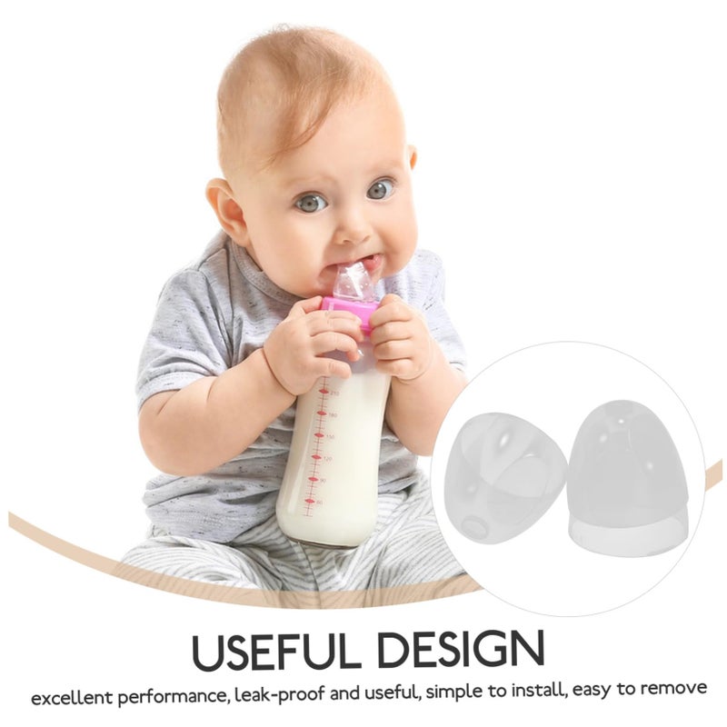 3 Pcs Transparent Baby Bottle Lids Plastic Screw Caps Dust Cover 6 2cm - Image 3