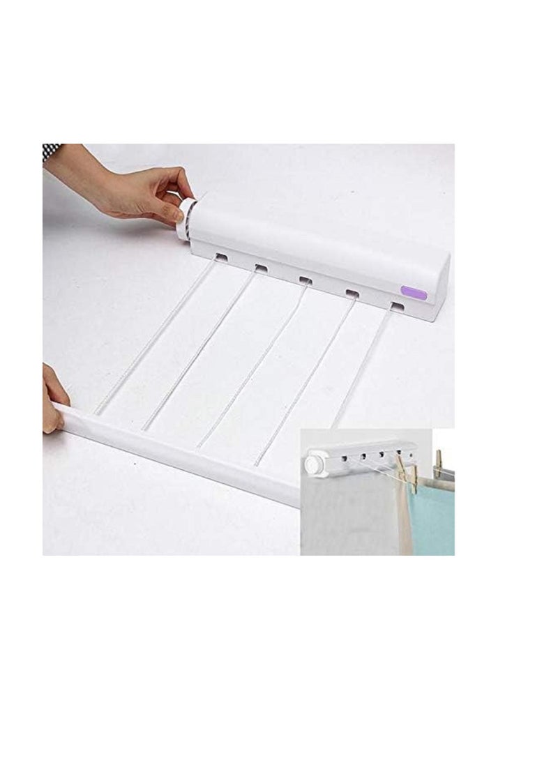 Retractable Clothesline Wall Mounted Clothes Dryer Line White  - Image 3