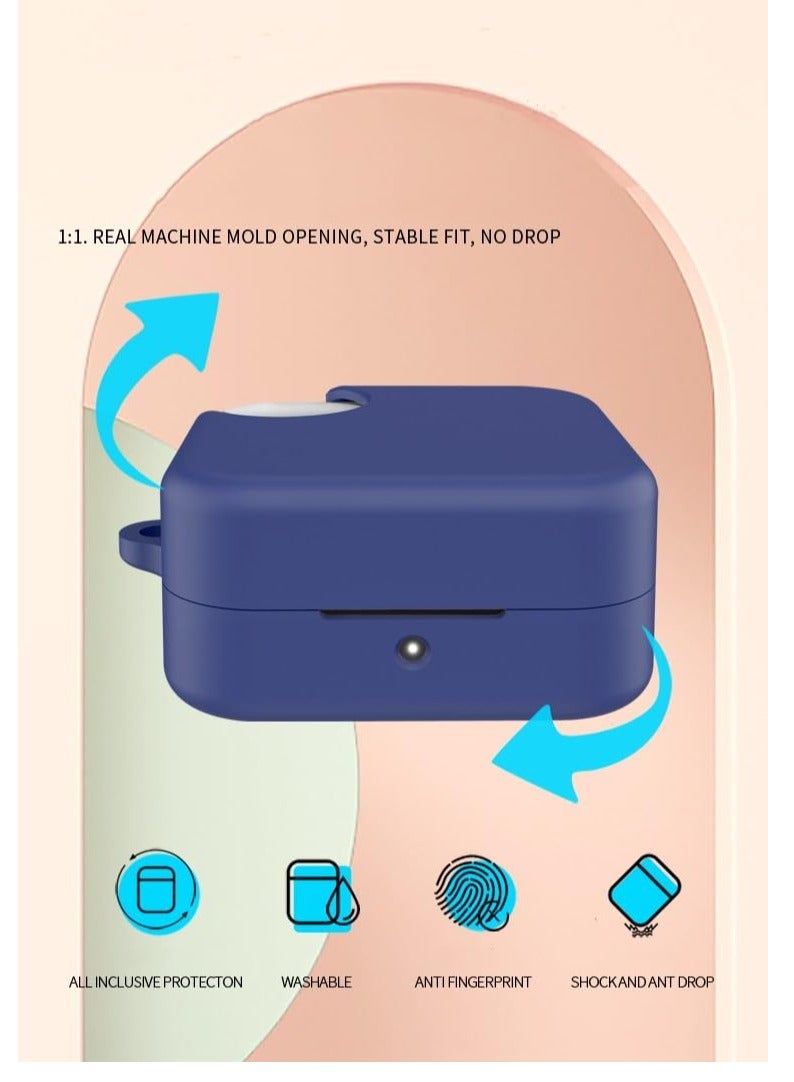 Silicone Case Compatible with CMF By Nothings Buds Pro 2 Headphone Protective Case for Wireless Headphones with Carabiner Anti-Drop Headset Case (Dark Blue) - Image 3