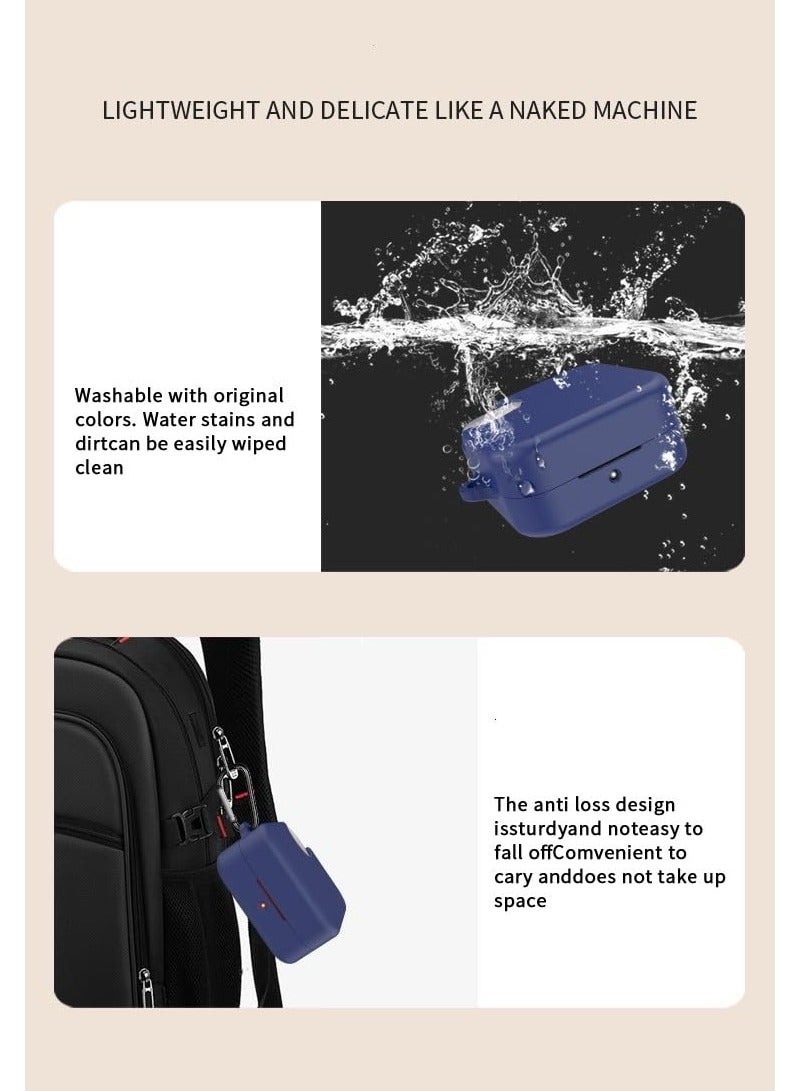 Silicone Case Compatible with CMF By Nothings Buds Pro 2 Headphone Protective Case for Wireless Headphones with Carabiner Anti-Drop Headset Case (Dark Blue) - Image 5