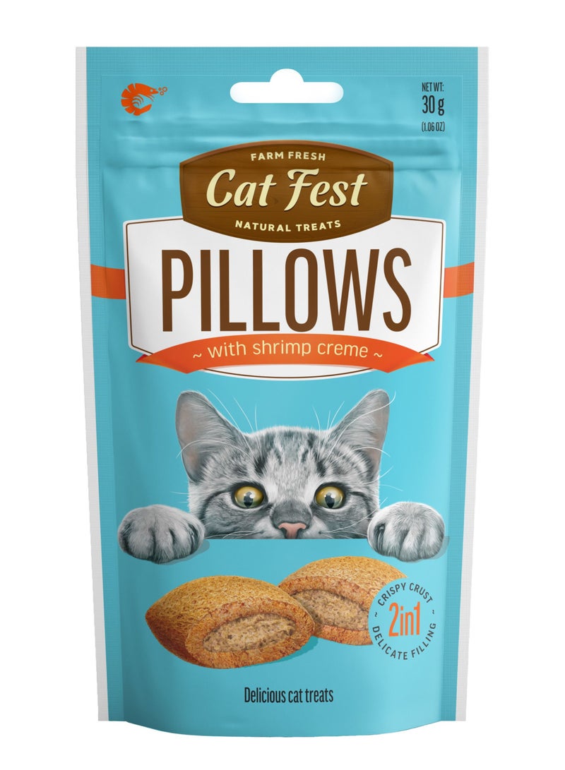 Cat fest Treats - Cream Pillows Cat Treats with Shrimps  (30g) - Image 1