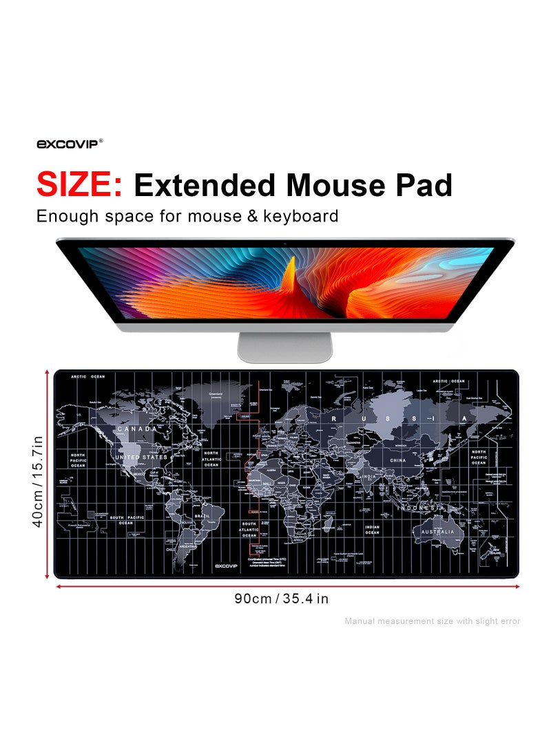 excovip - Gaming Mouse Pad XXL,Anti-Skid 900x400mm Mouse Pads Extended Large Desk Pad World Map Keyboard Mousepad (Upgrade Version) - Image 1