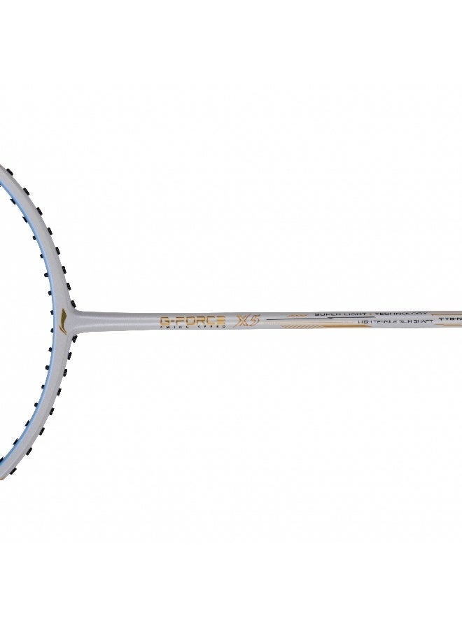Li-Ning Li_Ning G-Force X5-79 Grams G6 Badminton Racket Strung Badminton Racket with Free Full Cover (White/Gold/Blue) - Premium Badminton Racquets for Performance, Durability and Everyday Use - Image 3