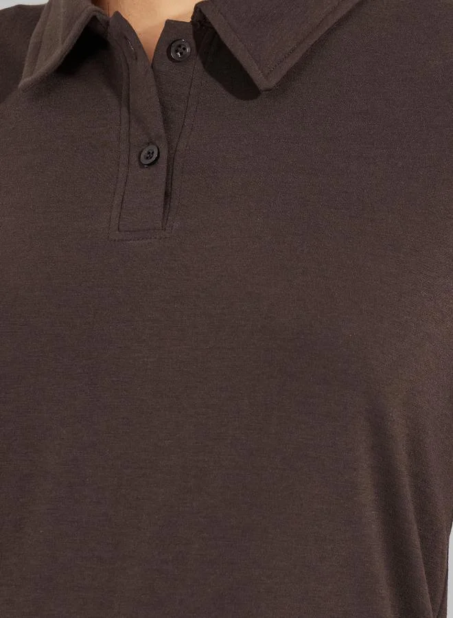 Styli Regular Fit Collared Polo T-Shirt with Padded Shoulder