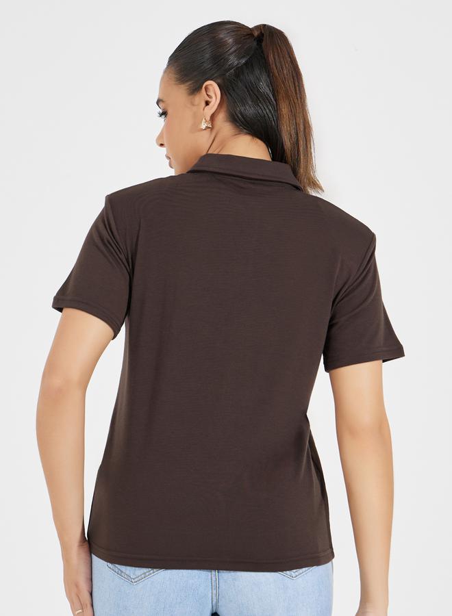Styli Regular Fit Collared Polo T-Shirt with Padded Shoulder - Image 5
