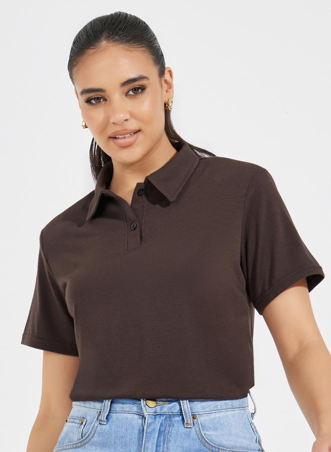 Styli Regular Fit Collared Polo T-Shirt with Padded Shoulder - Image 1
