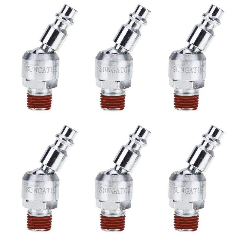 SUNGATOR 6Pack 14 Inch Swivel Air Tool Fittings 360 Rotatable 14 Industrial Plugs 14 MNPT Swivel Air Compressor Hose Fittings Quick Connect Male NPT Plug Hose Connectors