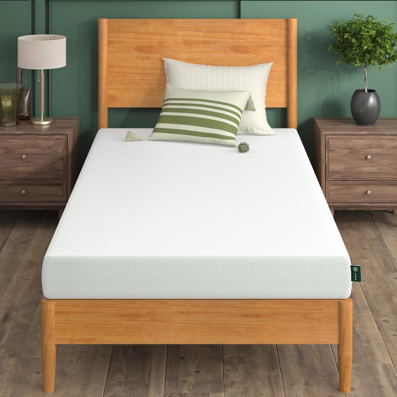 ZINUS 6 Inch Green Tea Memory Foam Mattress Twin Fiberglass Free Patented Custom Contour Support Sturdy Base Foam CertiPURUS Certified Mattress in A Box White