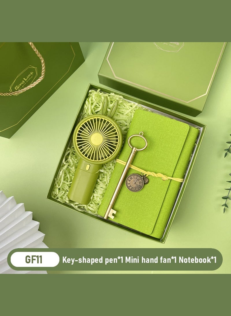 Birthday gift for Ladies Handmaid of honor gift box Wedding gift Bride Key-shaped pen Mini hand fan and Notebook GF11 - Image 1