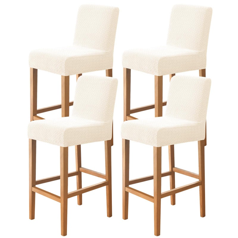 FUANGUI Bar Stool Covers Set of 4, Stretch Removable Bar Stool Seat Covers with Backs Slipcovers, Bar Chair Covers Square for Kitchen Dining Room Cafe - Image 1