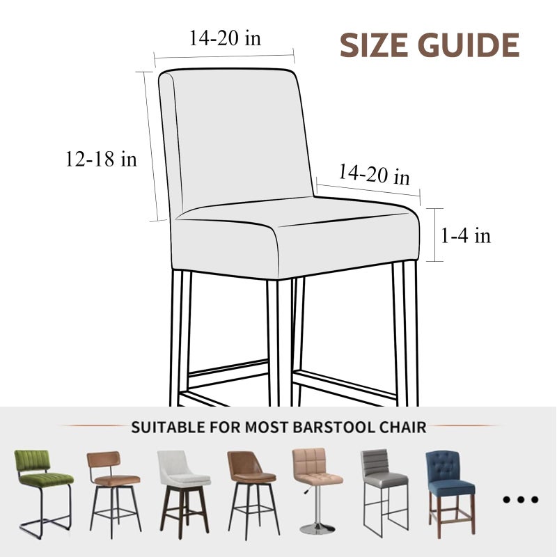 FUANGUI Bar Stool Covers Set of 4, Stretch Removable Bar Stool Seat Covers with Backs Slipcovers, Bar Chair Covers Square for Kitchen Dining Room Cafe - Image 5