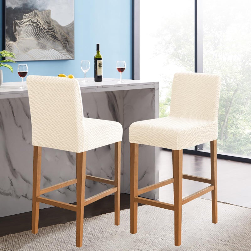 FUANGUI Bar Stool Covers Set of 4, Stretch Removable Bar Stool Seat Covers with Backs Slipcovers, Bar Chair Covers Square for Kitchen Dining Room Cafe - Image 3