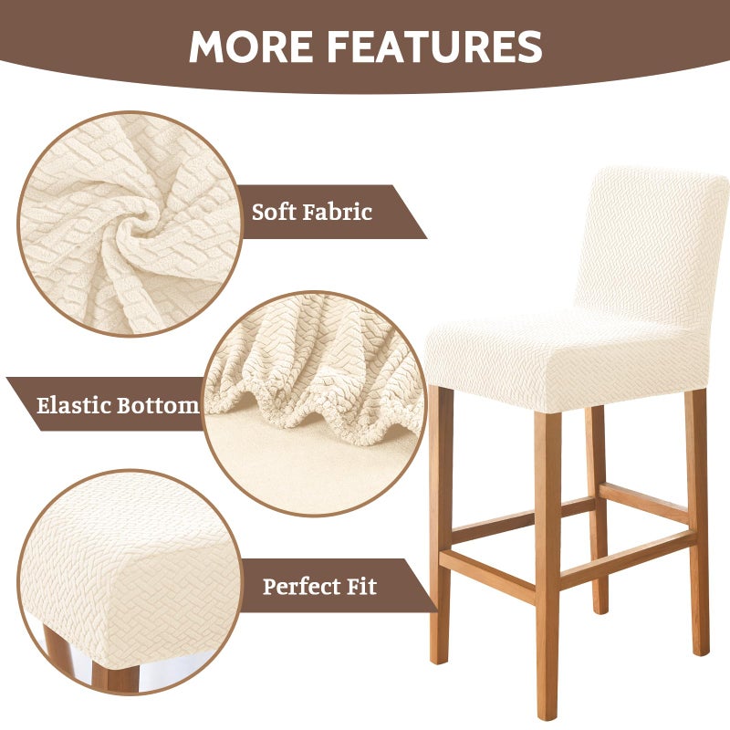 FUANGUI Bar Stool Covers Set of 4, Stretch Removable Bar Stool Seat Covers with Backs Slipcovers, Bar Chair Covers Square for Kitchen Dining Room Cafe - Image 4