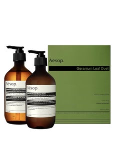 Aesop Aesop Geranium Leaf Duet - Body Cleanser + Body Balm - Aromatic Pairing For Cleansed and Supple Skin - 16.9 oz + 16.5 oz  - Image 1