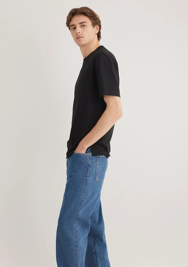 مافي Blue Men's Black Basic T-Shirt with Pockets 066248-900