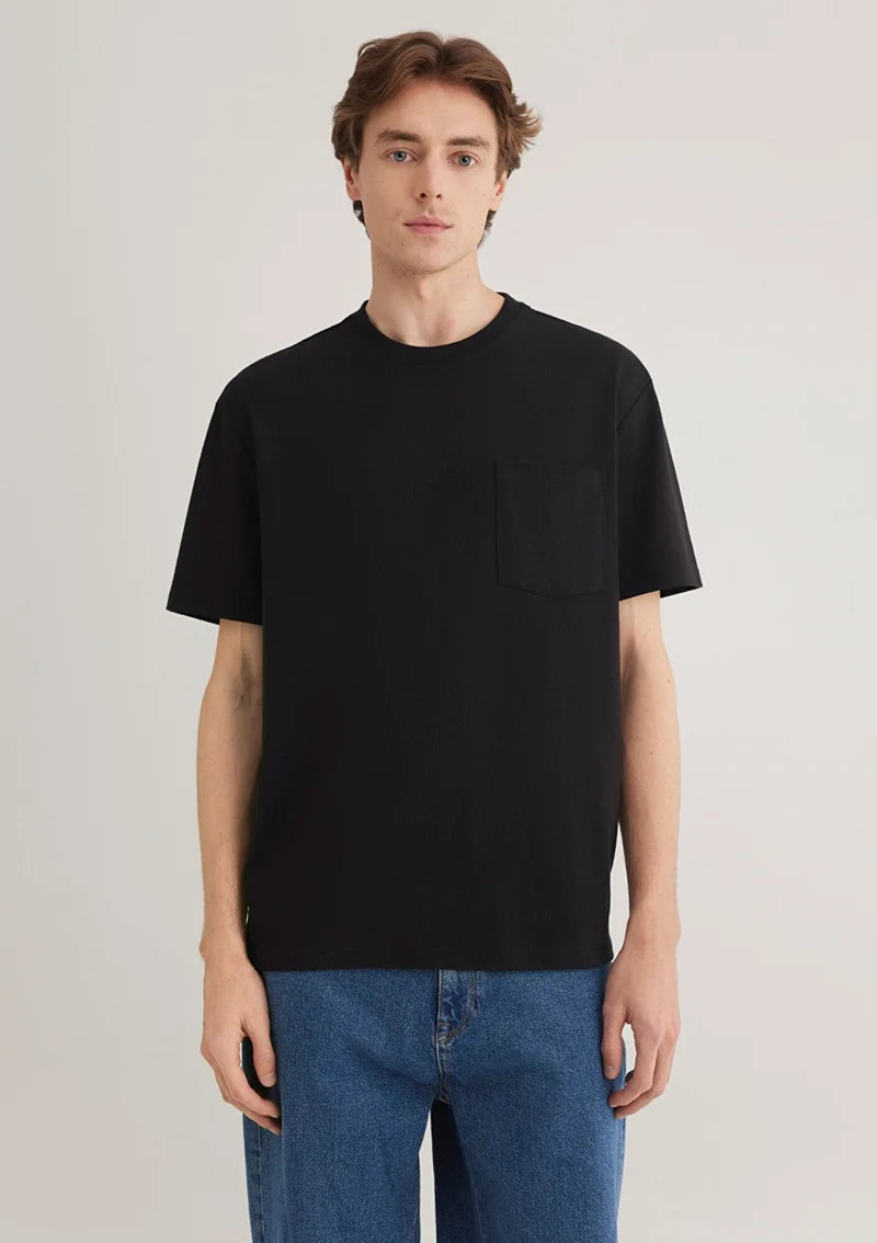 مافي Blue Men's Black Basic T-Shirt with Pockets 066248-900