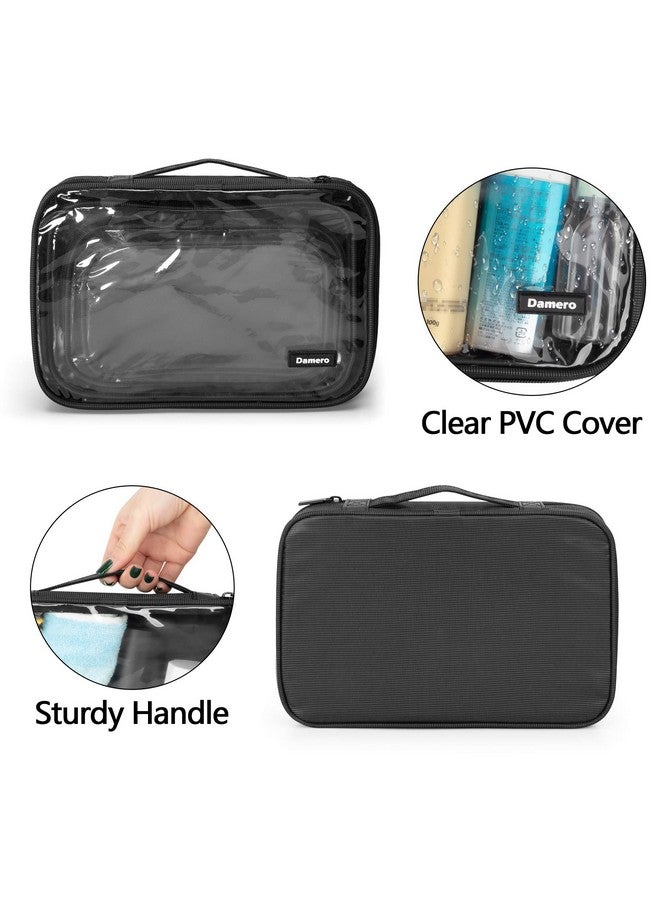 داميرو 4 قطع من مكعبات تعبئة حقيبة أدوات الزينة الشفافة، منظمات حقيبة أدوات الزينة الشفافة للسفر ورحلات العمل، باللون الأسود - Image 2