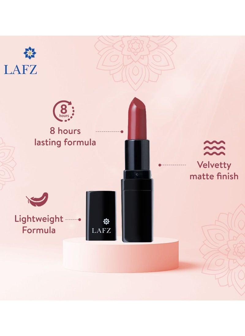 LAFZ - Transfer Proof & Smudge Proof Velvet Matte Lip Stick - Intense Color, Smooth Application, Up To 8 Hours Stay, 100% Vegetarian Enriched With Shea Butter And Vitamin E, Cinnamon Toast, 4.5gm - Image 1