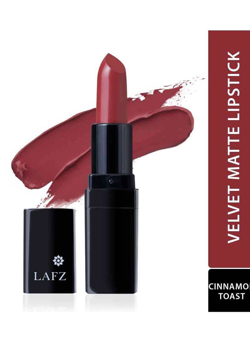 LAFZ - Transfer Proof & Smudge Proof Velvet Matte Lip Stick - Intense Color, Smooth Application, Up To 8 Hours Stay, 100% Vegetarian Enriched With Shea Butter And Vitamin E, Cinnamon Toast, 4.5gm - Image 1