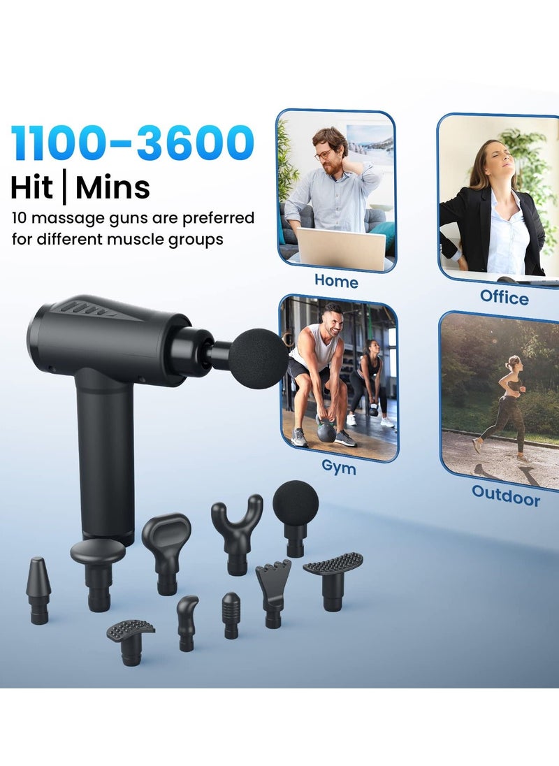 Arabest - Massage Gun Deep Tissue Massager, Portable Silent Muscle Percussion Massage Gun with 8 Massage Heads, 9 Speeds Electric Handheld Deep Muscle Fascia Massager, Rechargeable Muscle Massage Gun - Image 1