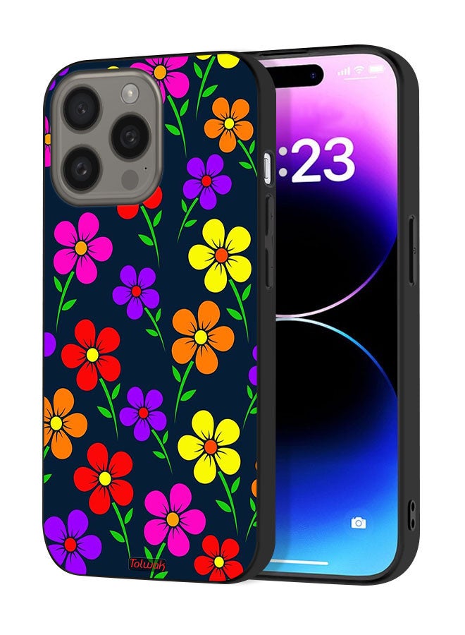 Tolwak Apple iPhone 15 Pro Max Protective Case Cover Colorful Flowers - Image 1