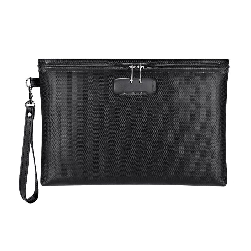 Fireproof Money Bag with Lock ZOOPIP 112x76 Fireproof Cash Bag with Zipper Closure Storage Pouch for A5 Size Document Cheque Cash Cell Phone Tablet Credit Card Passport Jewelry Black