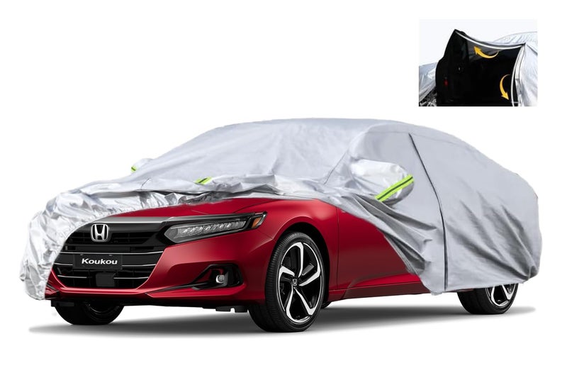 KouKou Full Exterior Covers 100 Waterproof Universal Fit Toyota Camry Honda Accord Mercedes C Class etc Car Cover for Automobiles All WeatherSedan Maximum Length 193 Inches with Door Zipper