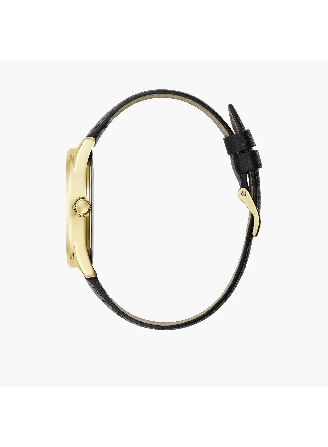 جس Black Analog Leather Strap Watch for Women