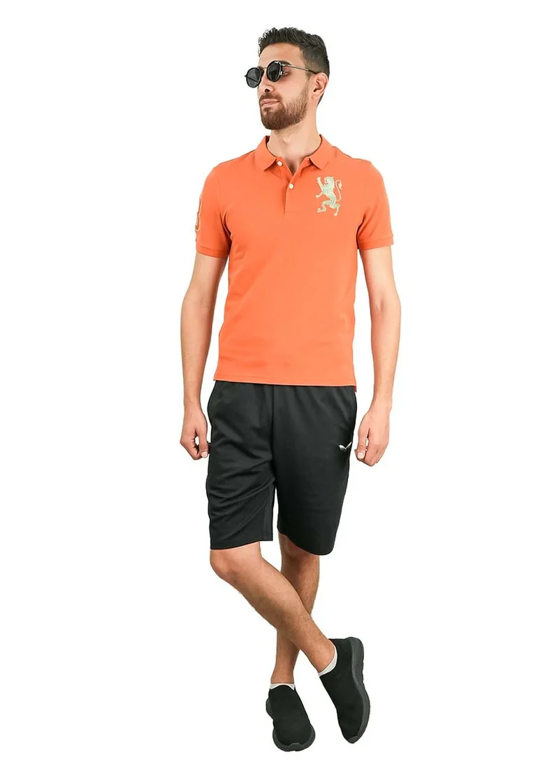 GIORDANO Men's 3D Lion Polo: Slim Fit, Bold Embroidery, Premium Pique