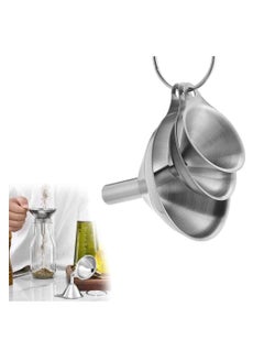 Womdee Stainless Steel Small Funnels Strainer with Metal Long Handle Tools (Silver) -Set of 3  - Image 1