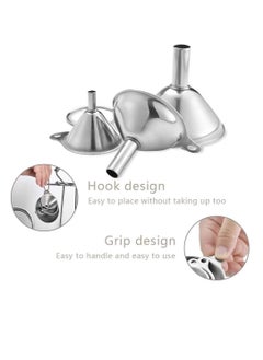 Womdee Stainless Steel Small Funnels Strainer with Metal Long Handle Tools (Silver) -Set of 3  - Image 3