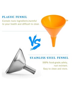 Womdee Stainless Steel Small Funnels Strainer with Metal Long Handle Tools (Silver) -Set of 3  - Image 5