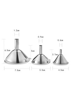 Womdee Stainless Steel Small Funnels Strainer with Metal Long Handle Tools (Silver) -Set of 3  - Image 2