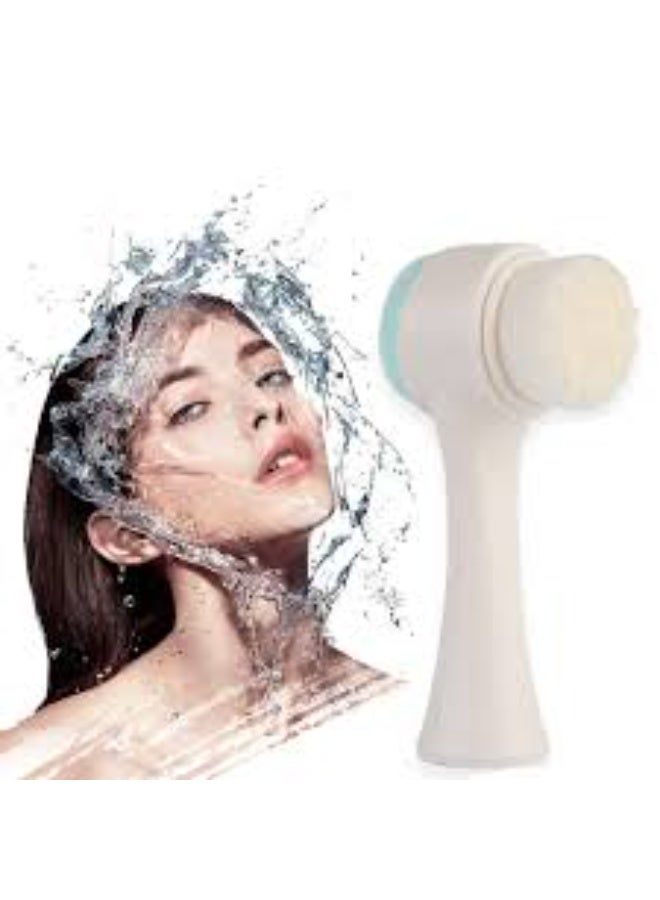 Double Face Cleanser Face Brush Soft Hair Silicone Face Washer Manual Makeup Remover Deep Cleansing Brush Random Color - Image 2