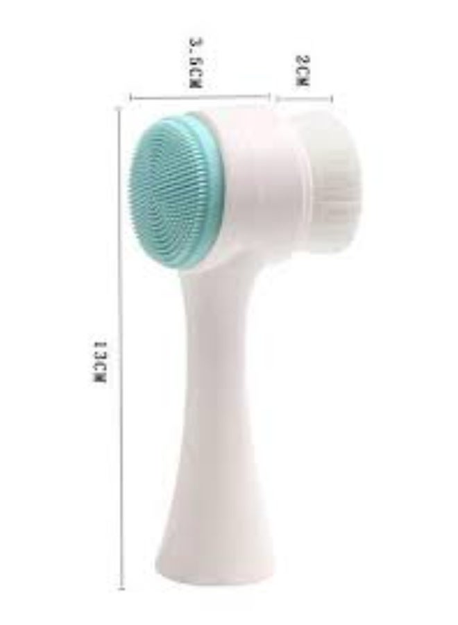 Double Face Cleanser Face Brush Soft Hair Silicone Face Washer Manual Makeup Remover Deep Cleansing Brush Random Color - Image 3