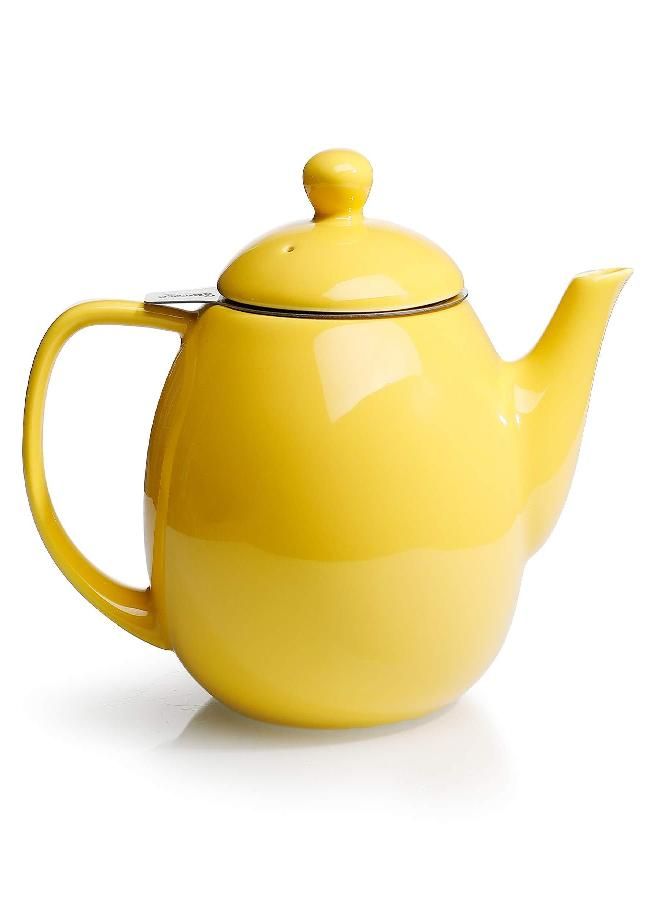 Sweese Sweese 221.105 Teapot, Porcelain Tea Pot with Stainless Steel Infuser, Blooming & Loose Leaf Teapot - 27 ounce, Yellow