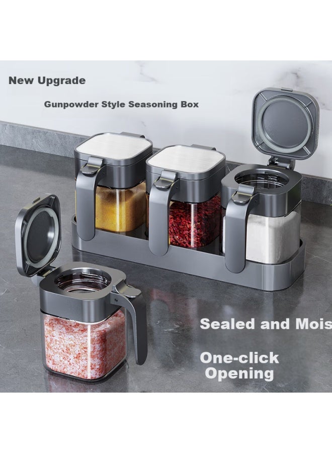 Newair Seasoning Container Set, Airtight Spice Jars, Kitchen Salt Shakers, Glass Condiment Jars, Seasoning Boxes - Image 1