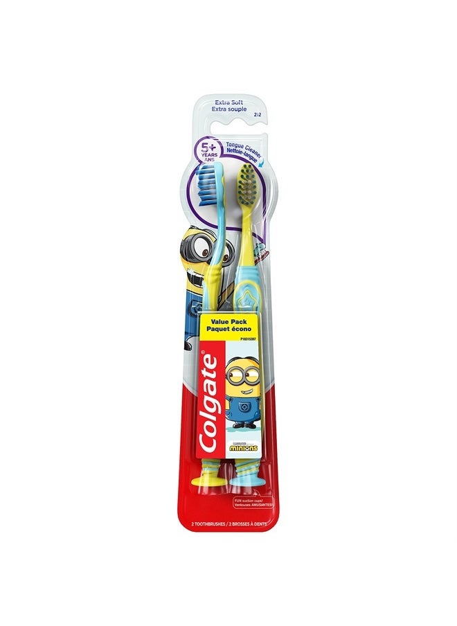 Colgate Kids , Minions, Extra Soft Toothbrush with Suction Cup, 2 Pack  - Image 1