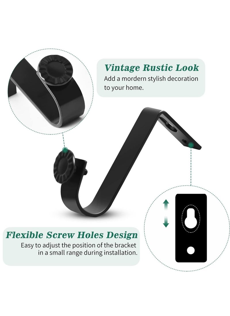 KASTWAVE Ceiling Curtain Rod Bracket, Heavy Duty Curtain Rod Holders, Black 4 Pack Ceiling Curtain Rods Hooks Hangers Fit for 3/4 to 9/10 Inch Drapery Poles  - Image 2