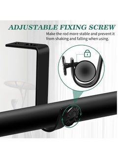 KASTWAVE Ceiling Curtain Rod Bracket, Heavy Duty Curtain Rod Holders, Black 4 Pack Ceiling Curtain Rods Hooks Hangers Fit for 3/4 to 9/10 Inch Drapery Poles  - Image 3