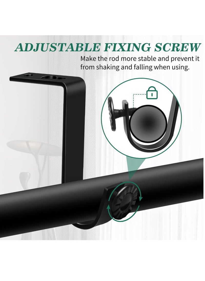 KASTWAVE Ceiling Curtain Rod Bracket, Heavy Duty Curtain Rod Holders, Black 4 Pack Ceiling Curtain Rods Hooks Hangers Fit for 3/4 to 9/10 Inch Drapery Poles  - Image 3