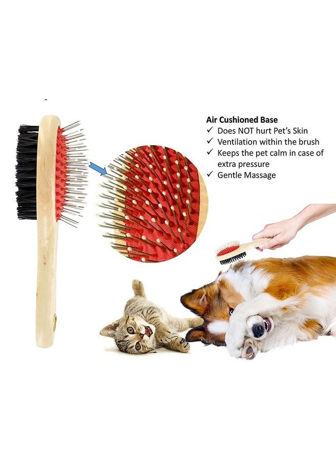 Wooden Handle Double Sided Pin And Bristles Pet,Puppy,Cat Grooming Hair Brush With Bathing Gloves-For Grooming And Care (Large) - pzsku/Z5119E7A5CF68588FA601Z/45/_/1728308548/63ce0d08-1576-4a8e-8584-b335f1d3a70f